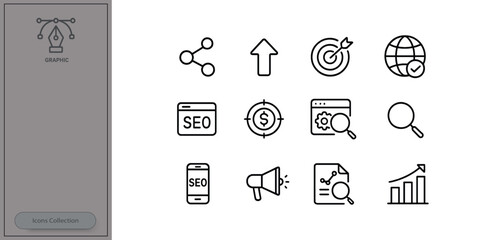Icons representing digital marketing strategies and tools for effective online business growth