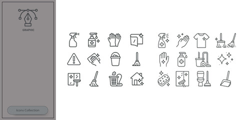 Clean and fresh icons for household chores and sanitation ideas