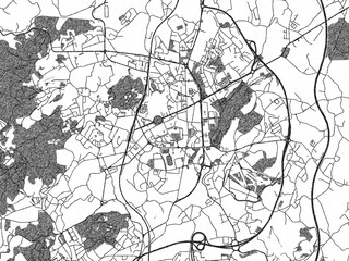 Black and white map poster of Vila Nova de Famalicao, Portugal, illustrated in hand-drawn style.