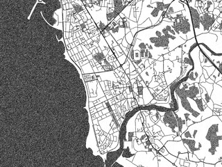 Minimal poster-style map of Vila do Conde, Portugal, hand-drawn in monochrome.