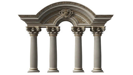 Obraz premium Architecture columns archway antique design decorative element isolated on white background stock photo on transparent background