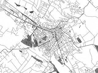 Minimalist monochrome city map of Botosani, Romania, illustrated with urban detail.