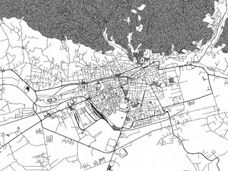 Fototapeta premium Sketch-style black and white map of Baia Mare, Romania, perfect for illustration and wall art.