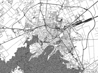 Fototapeta premium Decorative monochrome illustration of Brasov, Romania, showing its detailed grid.
