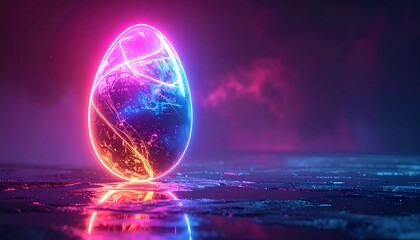 Neon egg on a textured surface