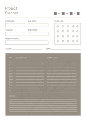 Beige And Black Planner