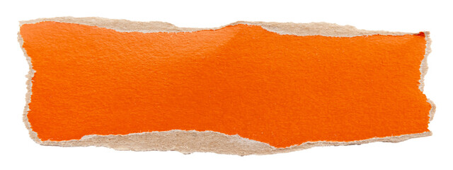 A piece of orange torn and crumpled paper on a white background. brown paper, carton