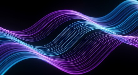 Abstract Neon Flowing Lines on Black Background Modern Futuristic Design Concept for Technology and Innovation Displays