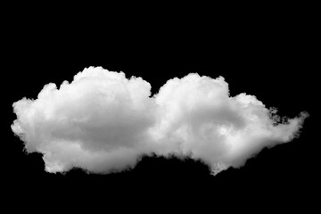 Large white clouds. Cloud isolated on black sky with fluffy white cloudscape texture. Black sky nature background, cloudy, white and black