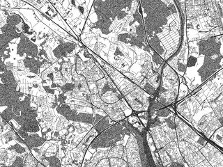 Naklejka premium Hand-drawn style black and white city map of Khimki, Russian Federation, with detailed streets and textures.