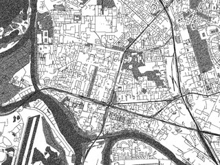 Fototapeta premium Stylized decorative city map of Khoroshevo-Mnevniki, Russian Federation, hand-drawn in black and white.