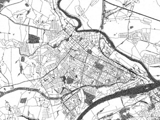 Naklejka premium Poster-ready black and white illustration map of Kolomna, Russian Federation, detailed and artistic.
