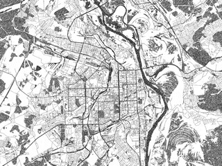 Obraz premium Minimal poster-style map of Kirov, Russian Federation, hand-drawn in monochrome.