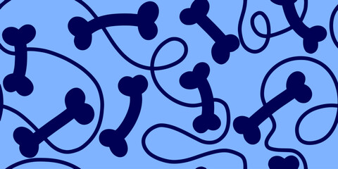 Dog Bone vector dog paw doodle Seamless pattern. Packaging paper design, pet food accessories package.
