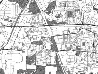 Fototapeta premium Hand-drawn black and white city map of Korolev, Russian Federation, ready for wall art or editorial projects.