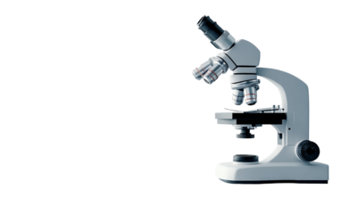 Realistic microscope with detailed shadows representing advanced modern laboratory equipment for medical research and scientific exploration isolated on transparent background PNG