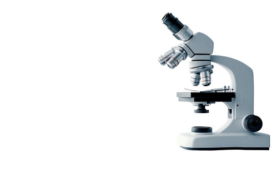Realistic microscope with detailed shadows representing advanced modern laboratory equipment for medical research and scientific exploration isolated on transparent background PNG