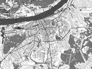 Fototapeta premium Monochrome sketch map of Perm, Russian Federation, ideal for posters, prints, and travel design.