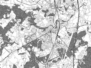 Naklejka premium City map illustration of Podolsk, Russian Federation, rendered in black and white sketch style.