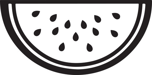 Black and white slice of watermelon with seeds Keywords: watermelon, fruit, slice, wedge, seeds