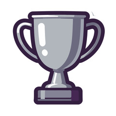 Silver trophy cup with handles, a simple illustration of success, victory, and achievement.