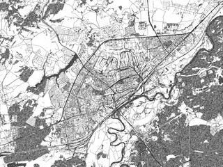 Fototapeta premium Decorative black and white map of Vladimir, Russian Federation, rendered in sketch-like style.