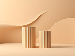 Obraz premium Minimalist display stand for products, nature theme cream color