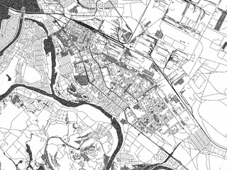 Naklejka premium Sketch-style black and white map of Volzhsky, Russian Federation, perfect for illustration and wall art.