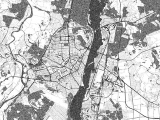 Fototapeta premium Poster-ready black and white illustration map of Voronezh, Russian Federation, detailed and artistic.