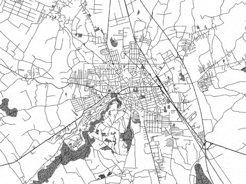 Black and white map poster of Leskovac, Serbia, illustrated in hand-drawn style.