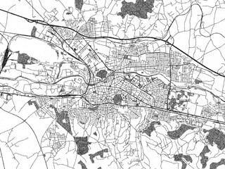 Naklejka premium Sketch-style black and white map of Nis, Serbia, perfect for illustration and wall art.