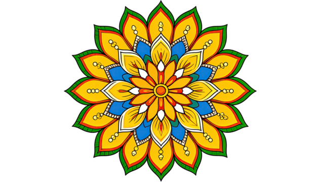 Colorful, symmetrical mandala design