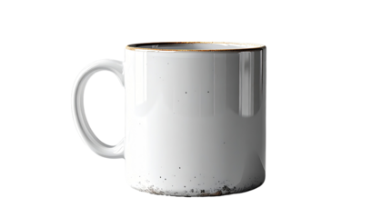 A simple white mug with a subtle speckled texture