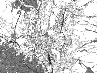 Naklejka premium Black and white map poster of Presov, Slovakia, illustrated in hand-drawn style.