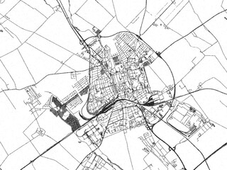 Obraz premium Poster-ready black and white illustration map of Trnava, Slovakia, detailed and artistic.