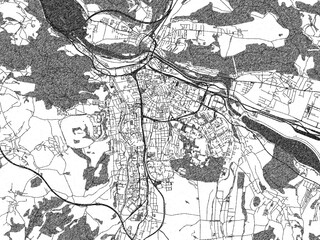 Naklejka premium Black and white map poster of Zilina, Slovakia, illustrated in hand-drawn style.