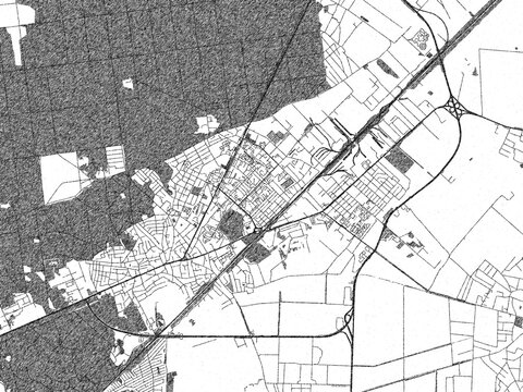 Decorative black and white map of Brovary, Ukraine, rendered in sketch-like style.