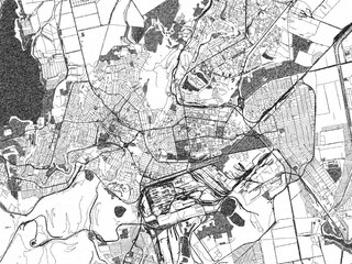 Fototapeta premium Black and white map poster of Kryvyy Rih, Ukraine, illustrated in hand-drawn style.