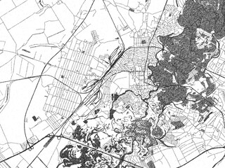 Fototapeta premium Monochrome sketch map of Novomoskovsk, Ukraine, ideal for posters, prints, and travel design.