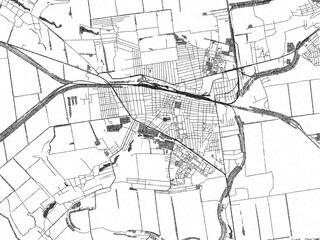 Obraz premium Minimal poster-style map of Pokrovsk, Ukraine, hand-drawn in monochrome.