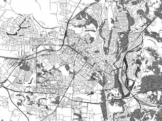 Fototapeta premium Poster-ready black and white illustration map of Poltava, Ukraine, detailed and artistic.