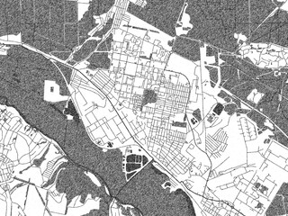 Naklejka premium Black and white map poster of Rubizhne, Ukraine, illustrated in hand-drawn style.