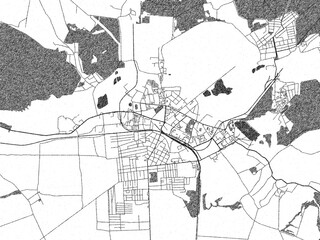 Fototapeta premium Artistic urban sketch of Shostka, Ukraine, detailed in black and white map form.