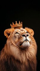 Regal Lion with Golden Crown A Majestic Portrait