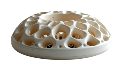 Cream-colored, hollow, sculpted object