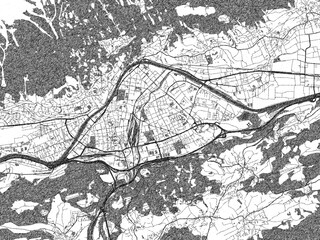 Naklejka premium Detailed artistic sketch map of Innsbruck, Austria, in monochrome black and white.