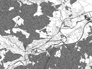 Fototapeta premium Poster-ready black and white illustration map of Kapfenberg, Austria, detailed and artistic.
