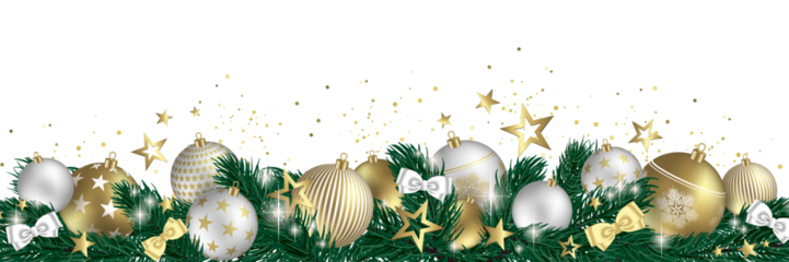 christmas garland with golden baubles and red decorations