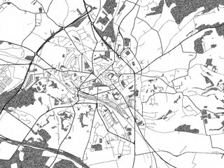 Monochrome hand-drawn map of Arlon, Belgium, ideal for decorative and editorial use.