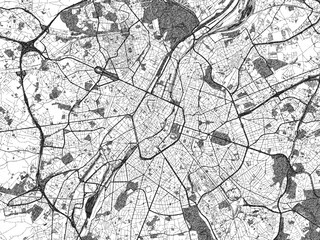 Minimalist monochrome city map of Brussel, Belgium, illustrated with urban detail.